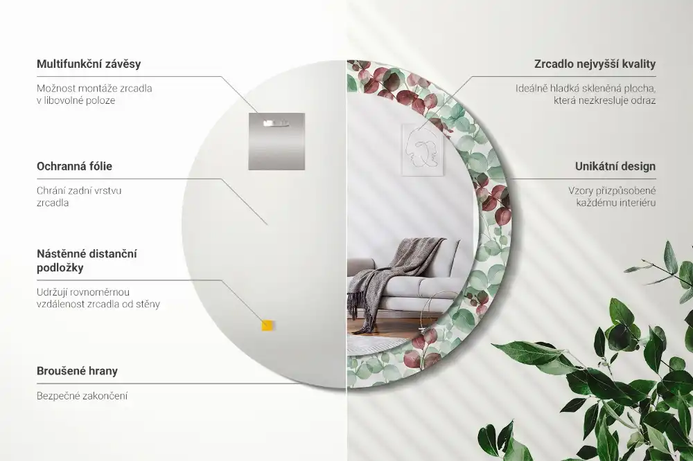 Round wall mirror decor Eucalyptus