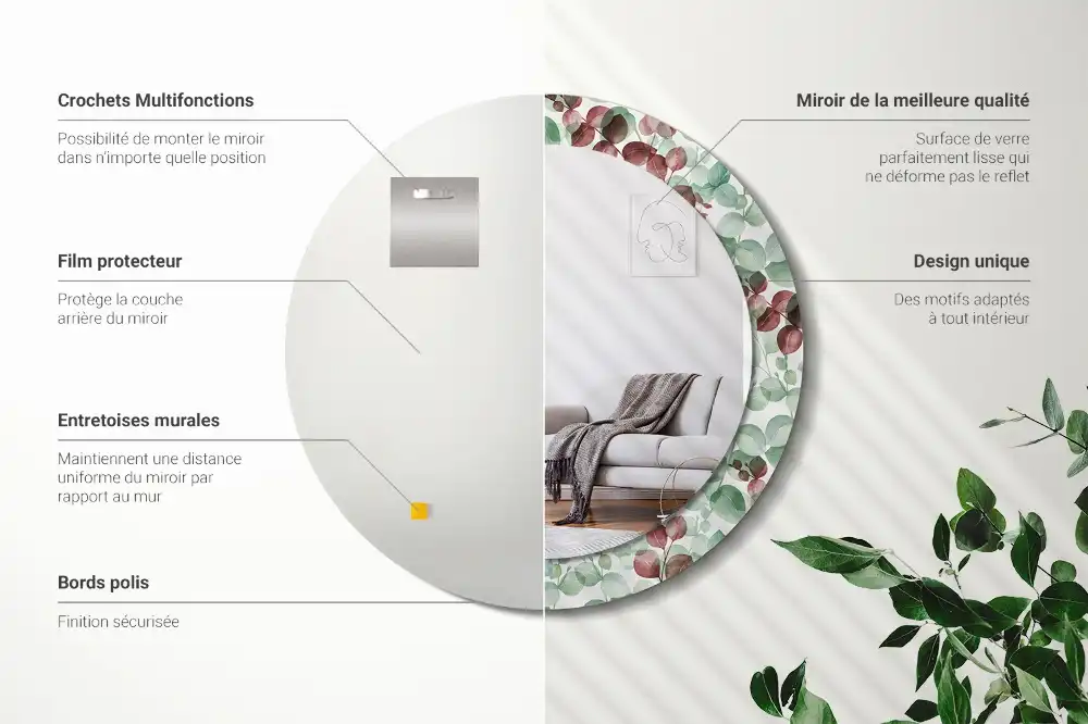 Round wall mirror decor Eucalyptus