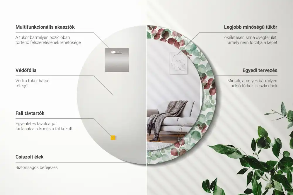 Round wall mirror decor Eucalyptus