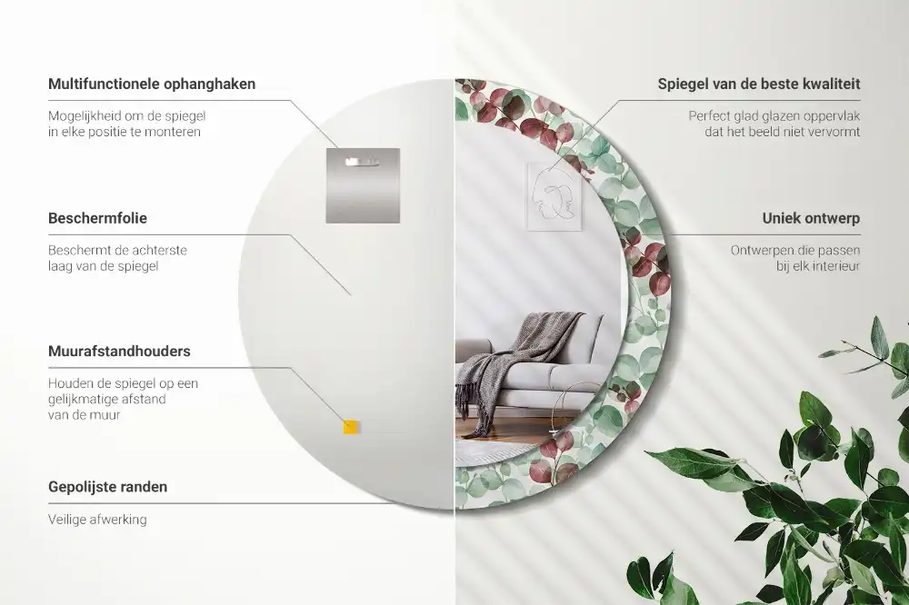 Round wall mirror decor Eucalyptus