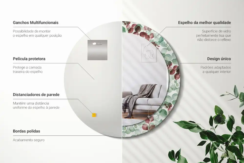 Round wall mirror decor Eucalyptus