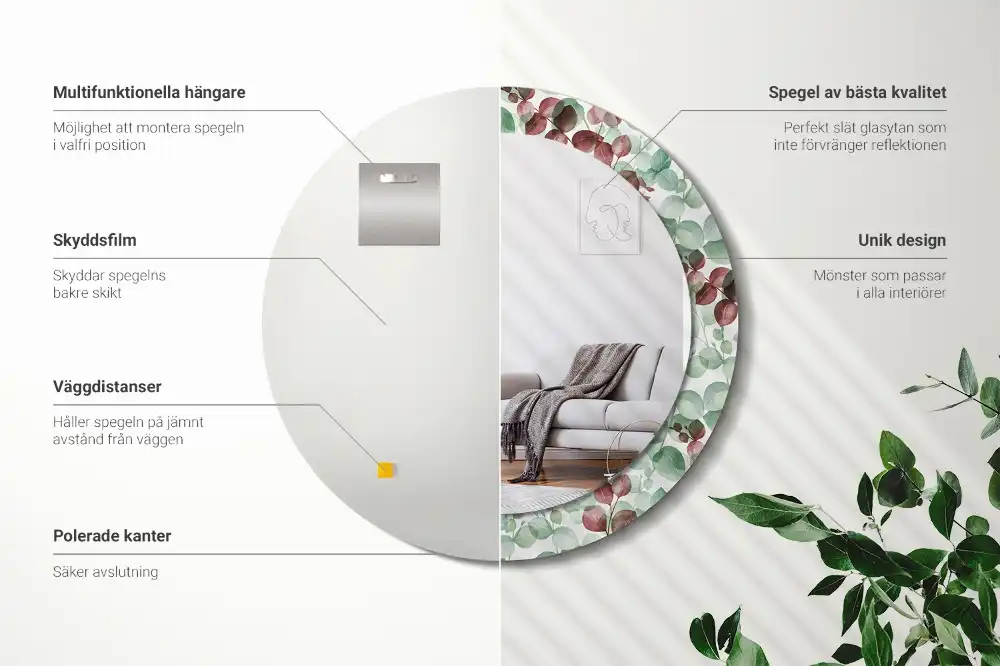 Round wall mirror decor Eucalyptus