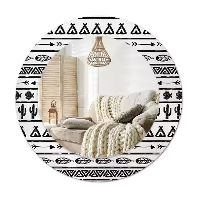 Round mirror frame with print Boho minimalist