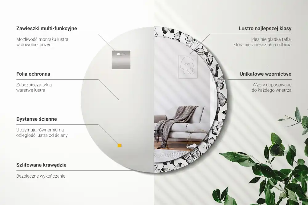 Round decorative mirror Butterflies