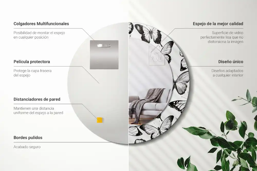 Round decorative mirror Butterflies