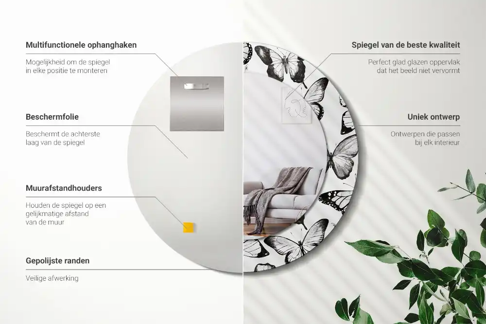Round decorative mirror Butterflies