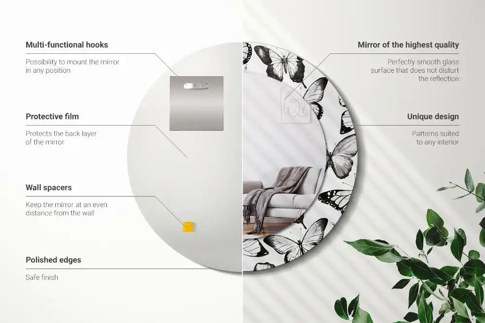 Round decorative mirror Butterflies