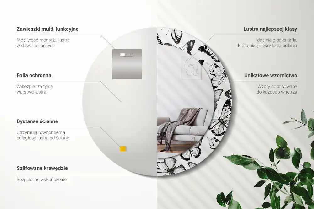 Round decorative mirror Butterflies