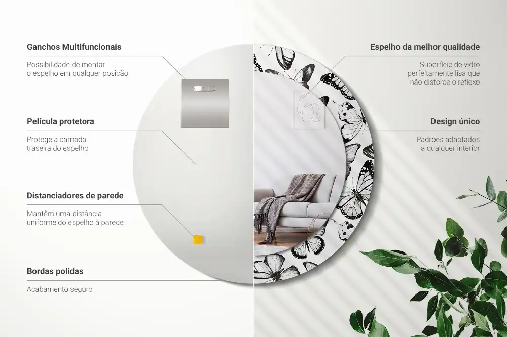 Round decorative mirror Butterflies