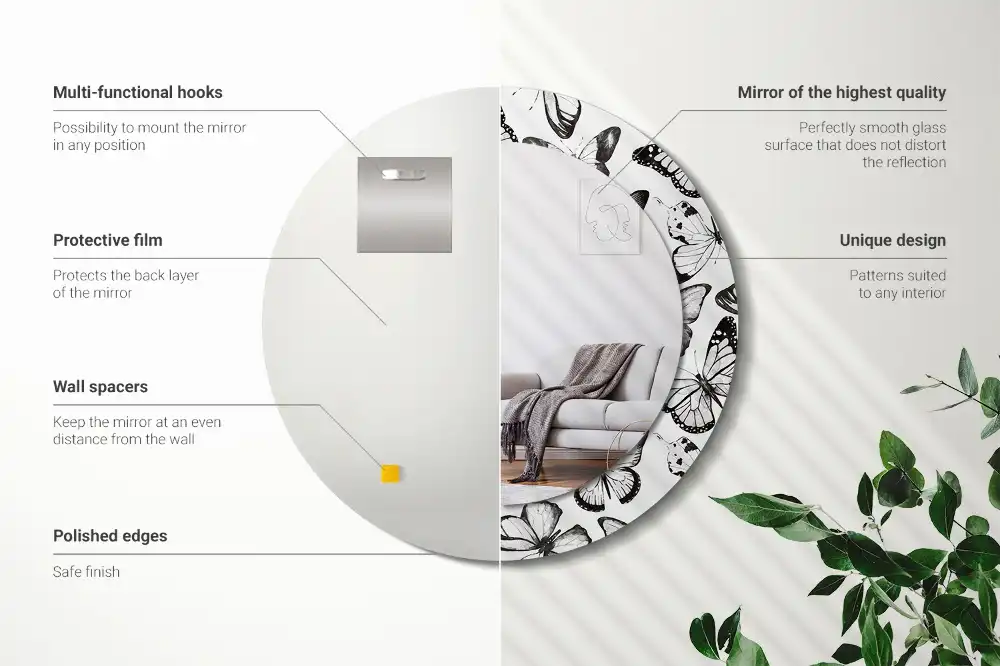 Round decorative mirror Butterflies