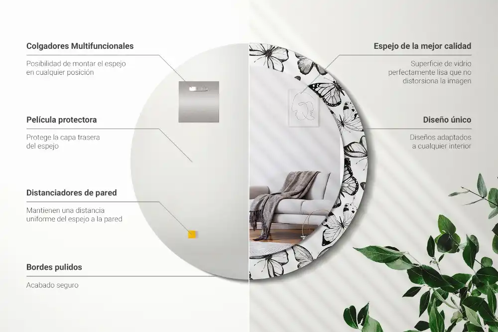 Round decorative mirror Butterflies