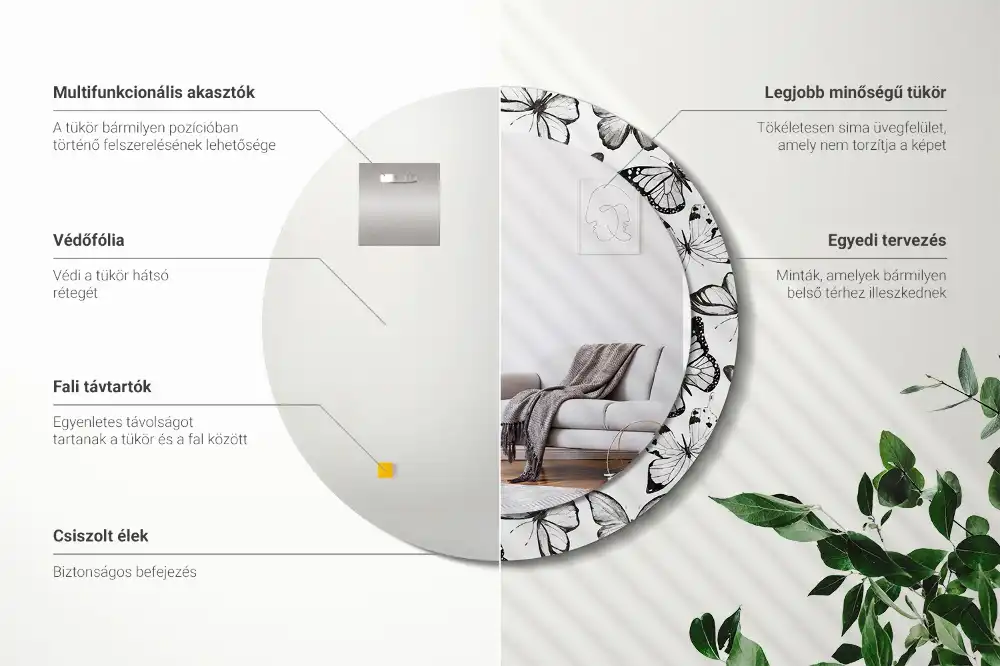 Round decorative mirror Butterflies