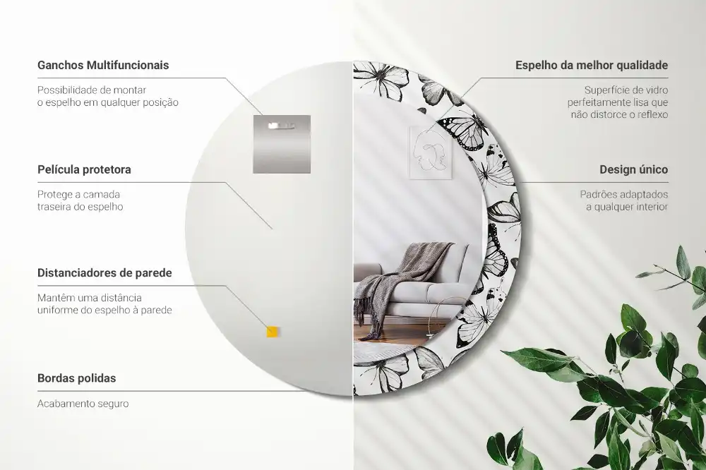 Round decorative mirror Butterflies