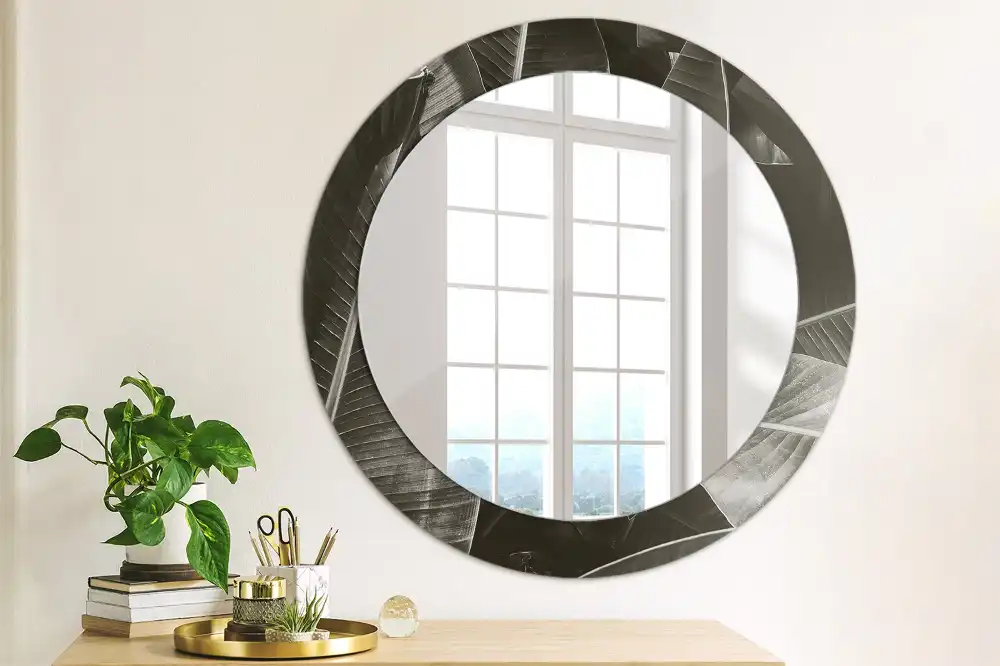 Round wall mirror decor Tropical palm trees