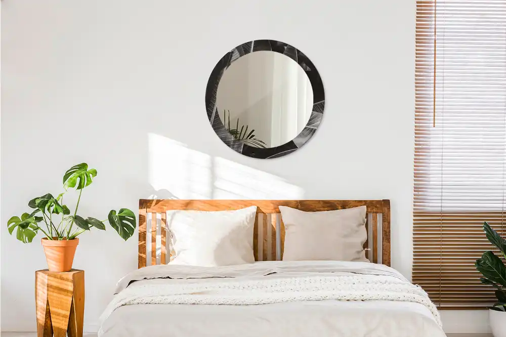 Round wall mirror decor Tropical palm trees