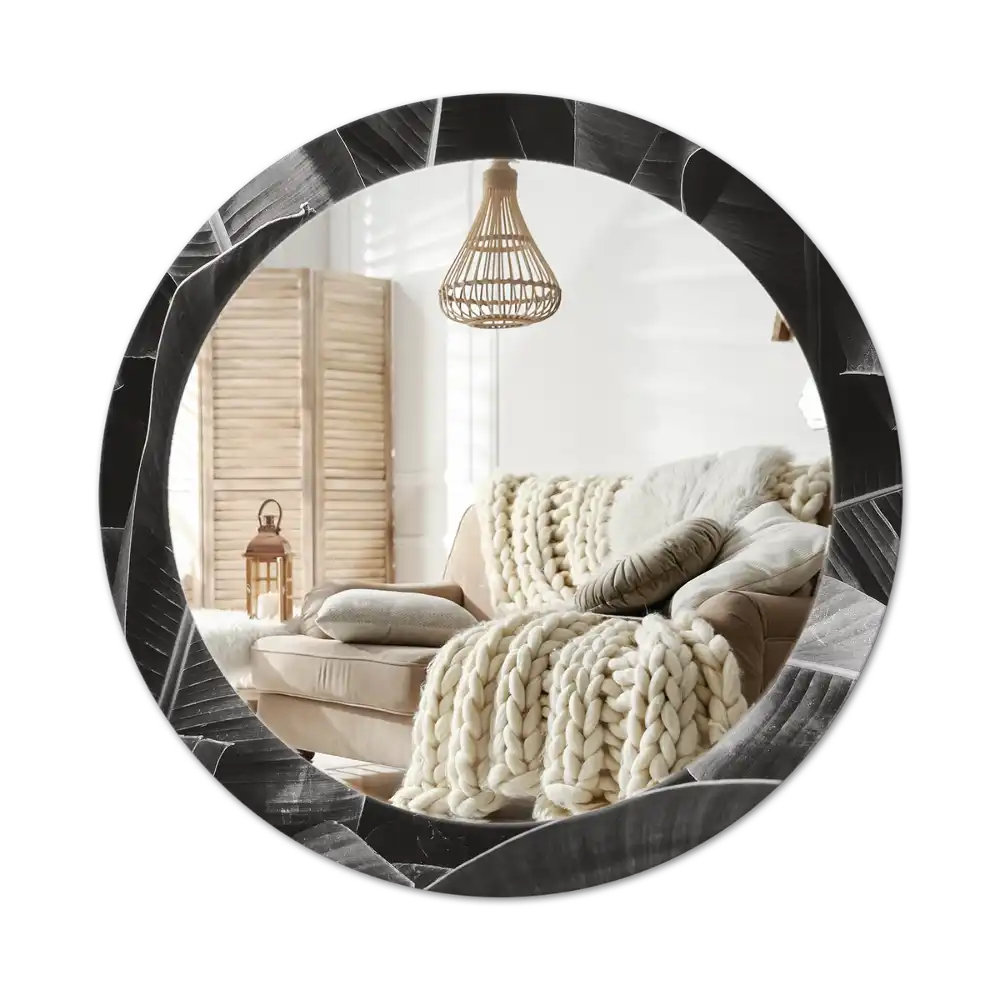 Round wall mirror decor Tropical palm trees