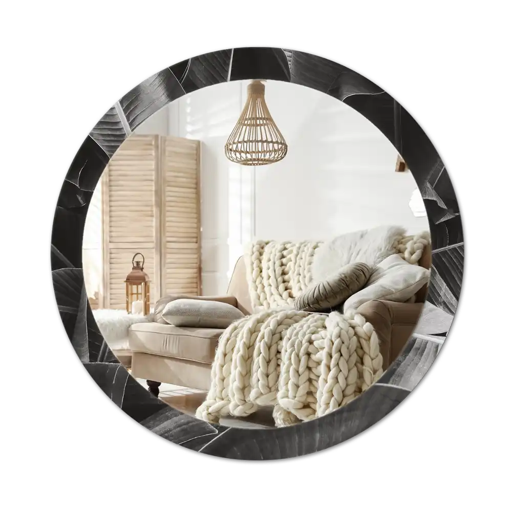 Round wall mirror decor Tropical palm trees