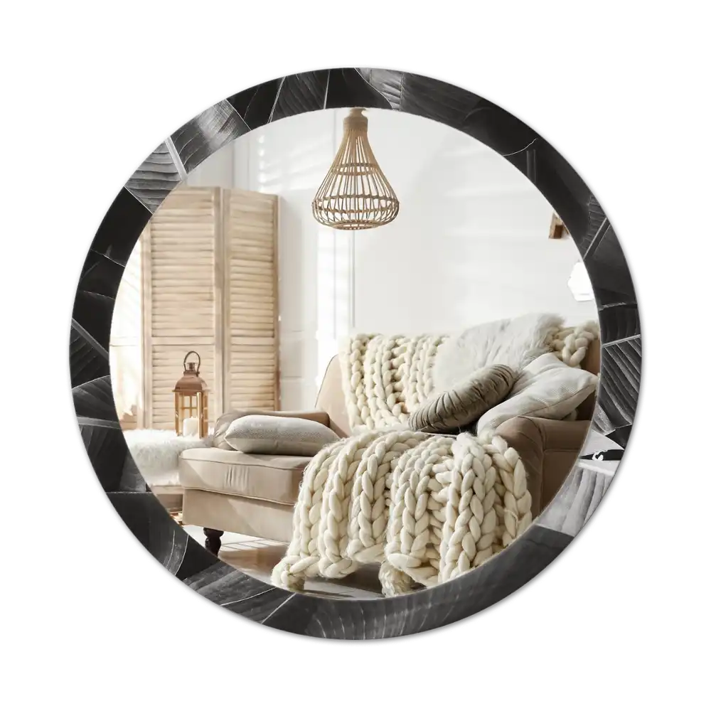 Round wall mirror decor Tropical palm trees
