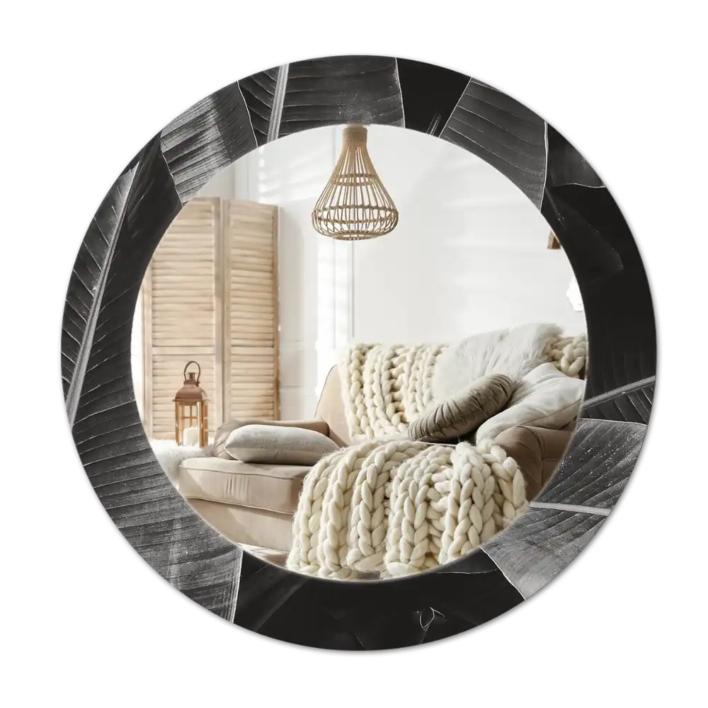 Round wall mirror decor Tropical palm trees