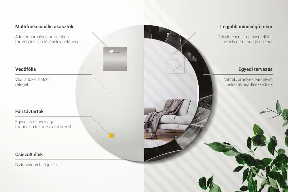 Round wall mirror decor Tropical palm trees