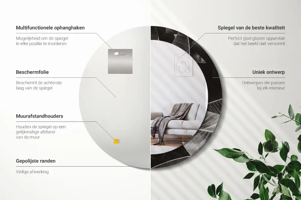 Round wall mirror decor Tropical palm trees