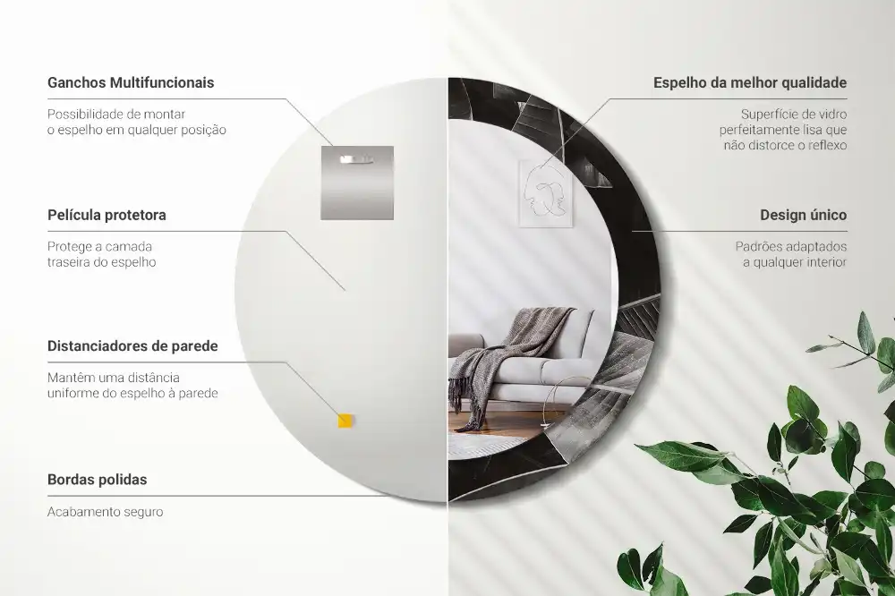 Round wall mirror decor Tropical palm trees