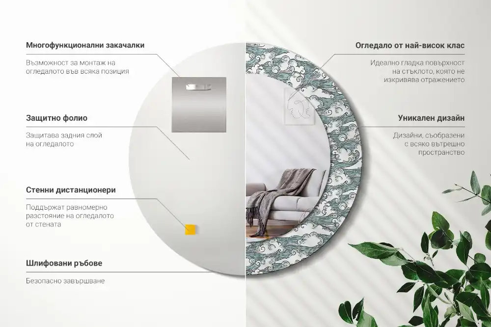 Round wall mirror decor Clouds