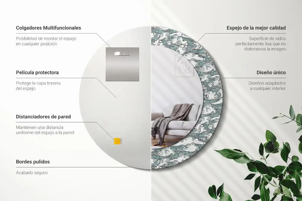 Round wall mirror decor Clouds