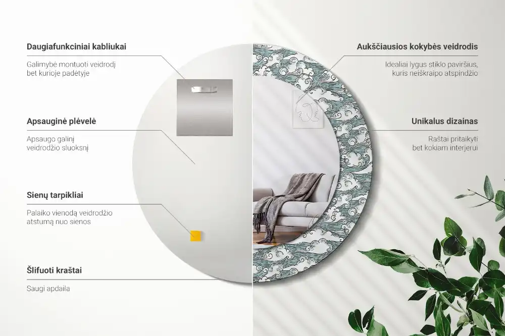 Round wall mirror decor Clouds