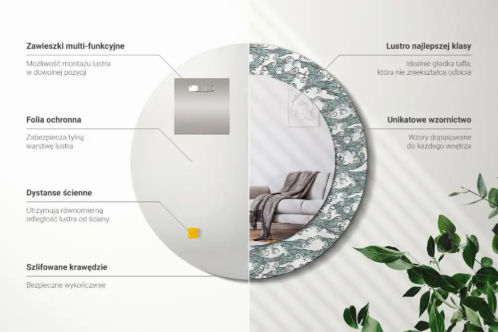 Round wall mirror decor Clouds