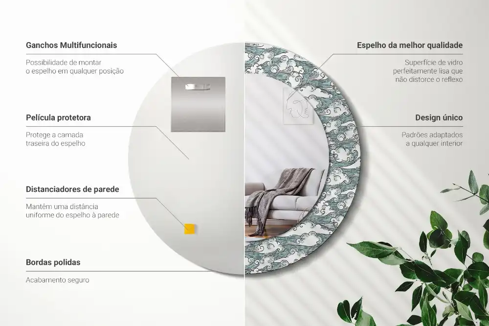 Round wall mirror decor Clouds