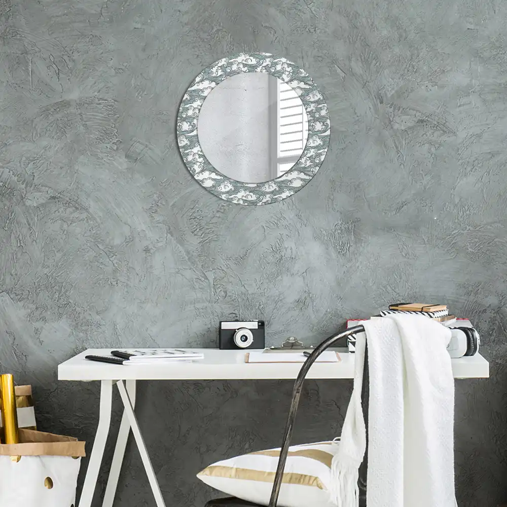 Round wall mirror decor Clouds