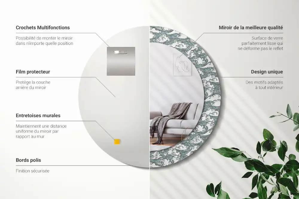 Round wall mirror decor Clouds