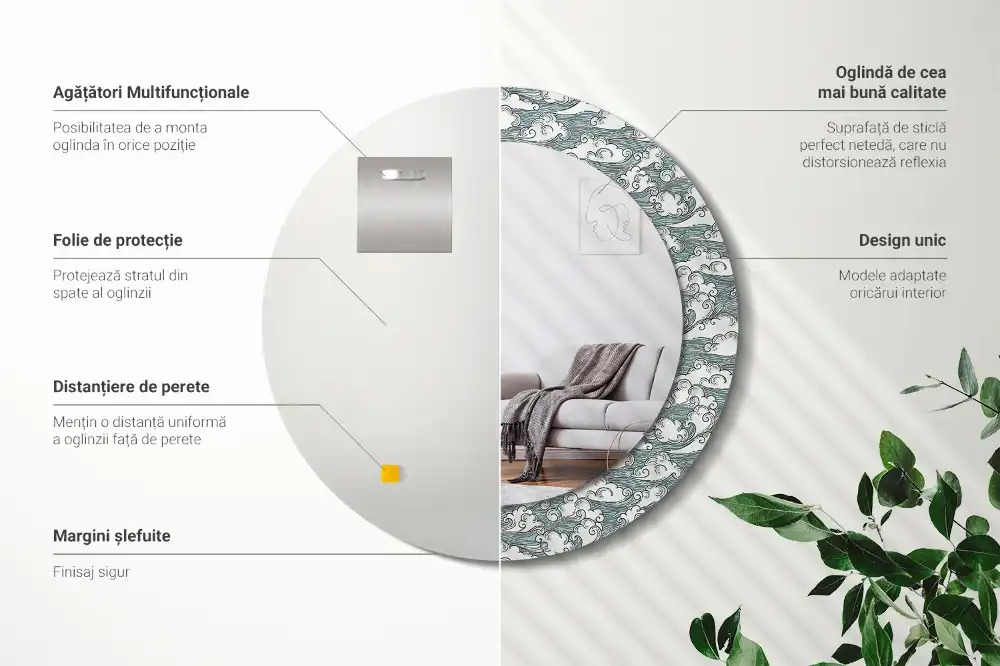 Round wall mirror decor Clouds