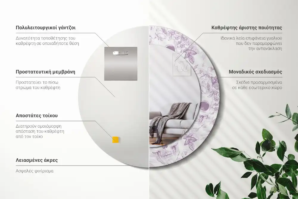 Round decorative mirror Skulls