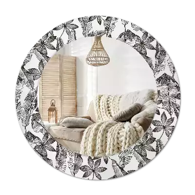 Round wall mirror decor Tropical leaves
