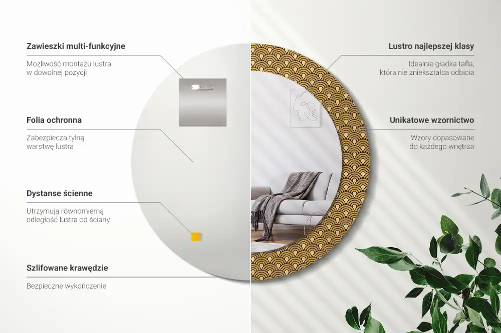 Round decorative mirror Retro pattern