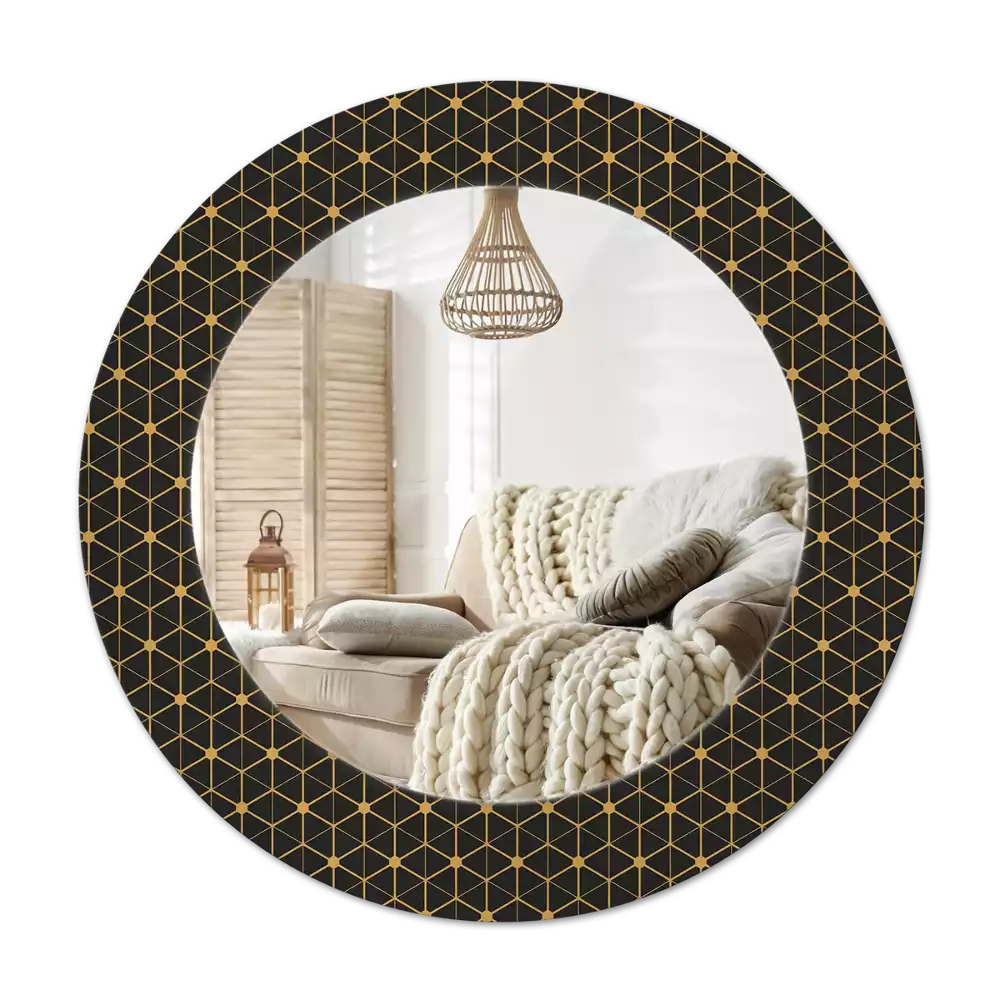 Round decorative mirror Hexagonal geometry