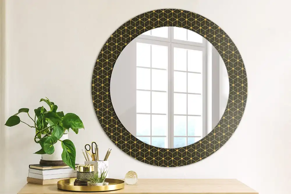 Round decorative mirror Hexagonal geometry