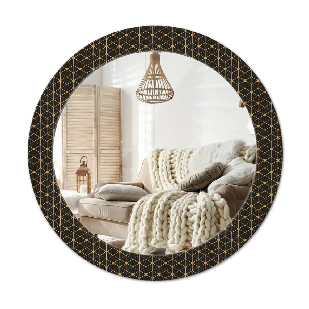 Round decorative mirror Hexagonal geometry