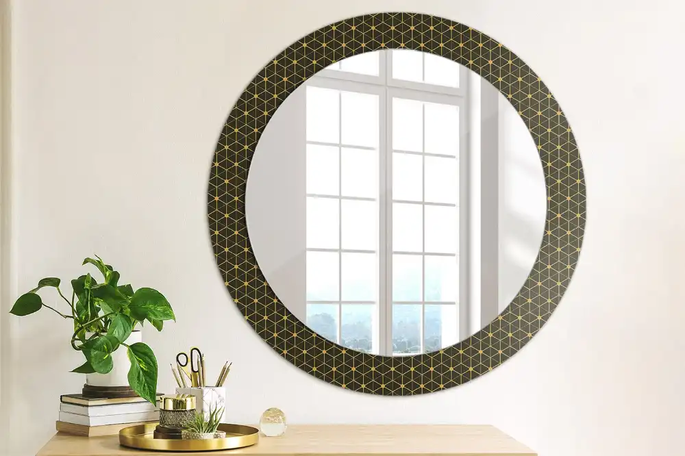 Round decorative mirror Hexagonal geometry