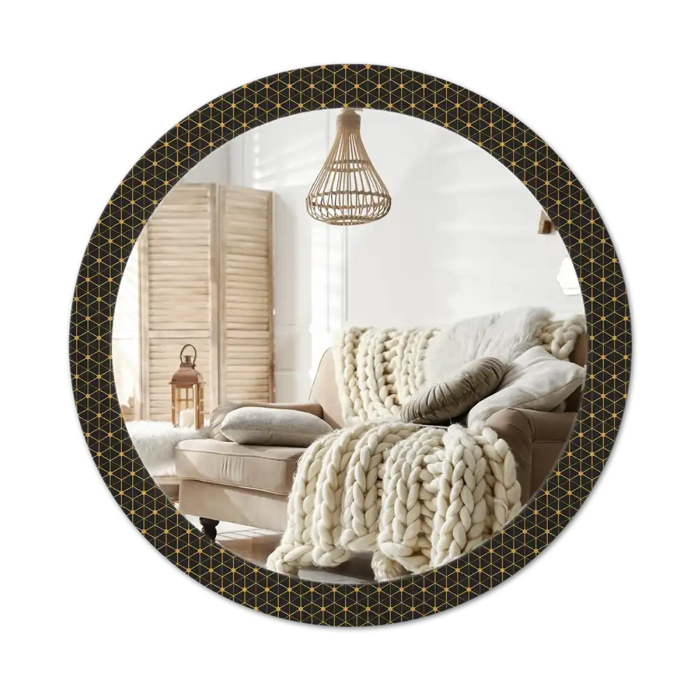 Round decorative mirror Hexagonal geometry