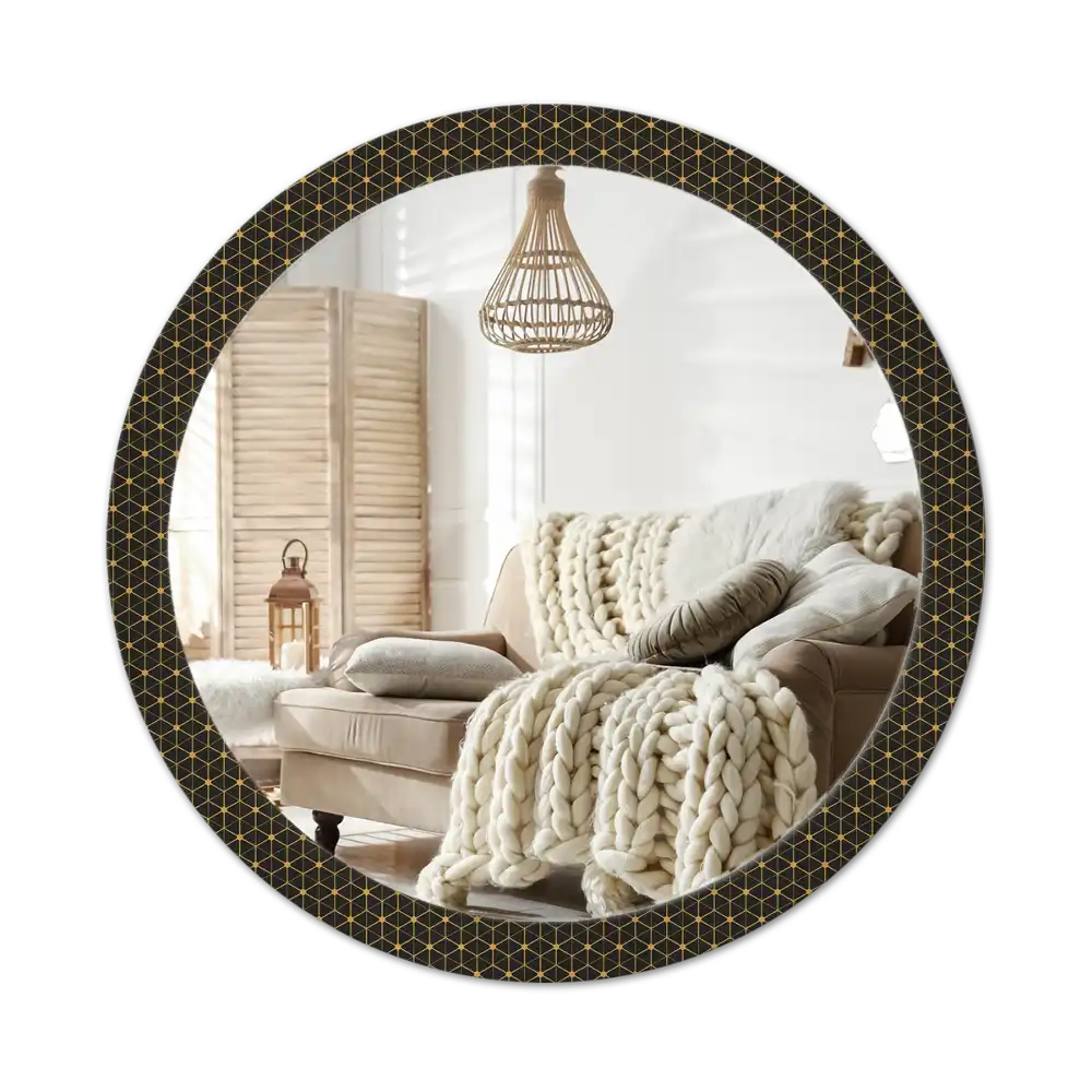 Round decorative mirror Hexagonal geometry