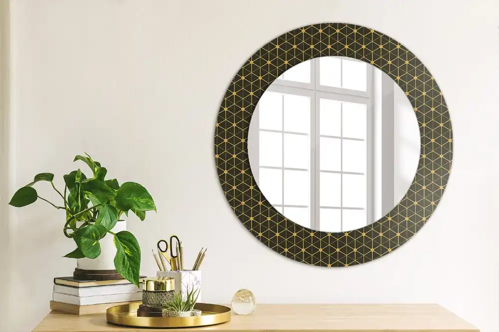 Round decorative mirror Hexagonal geometry