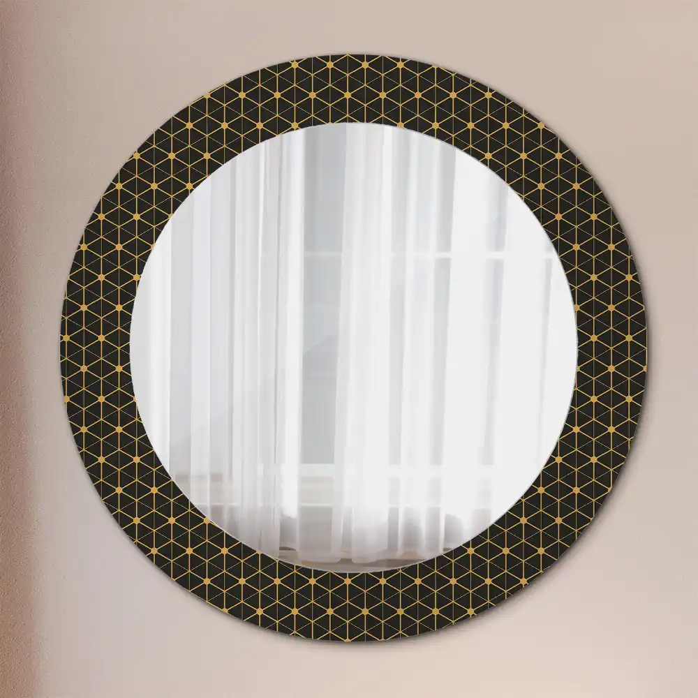 Round decorative mirror Hexagonal geometry