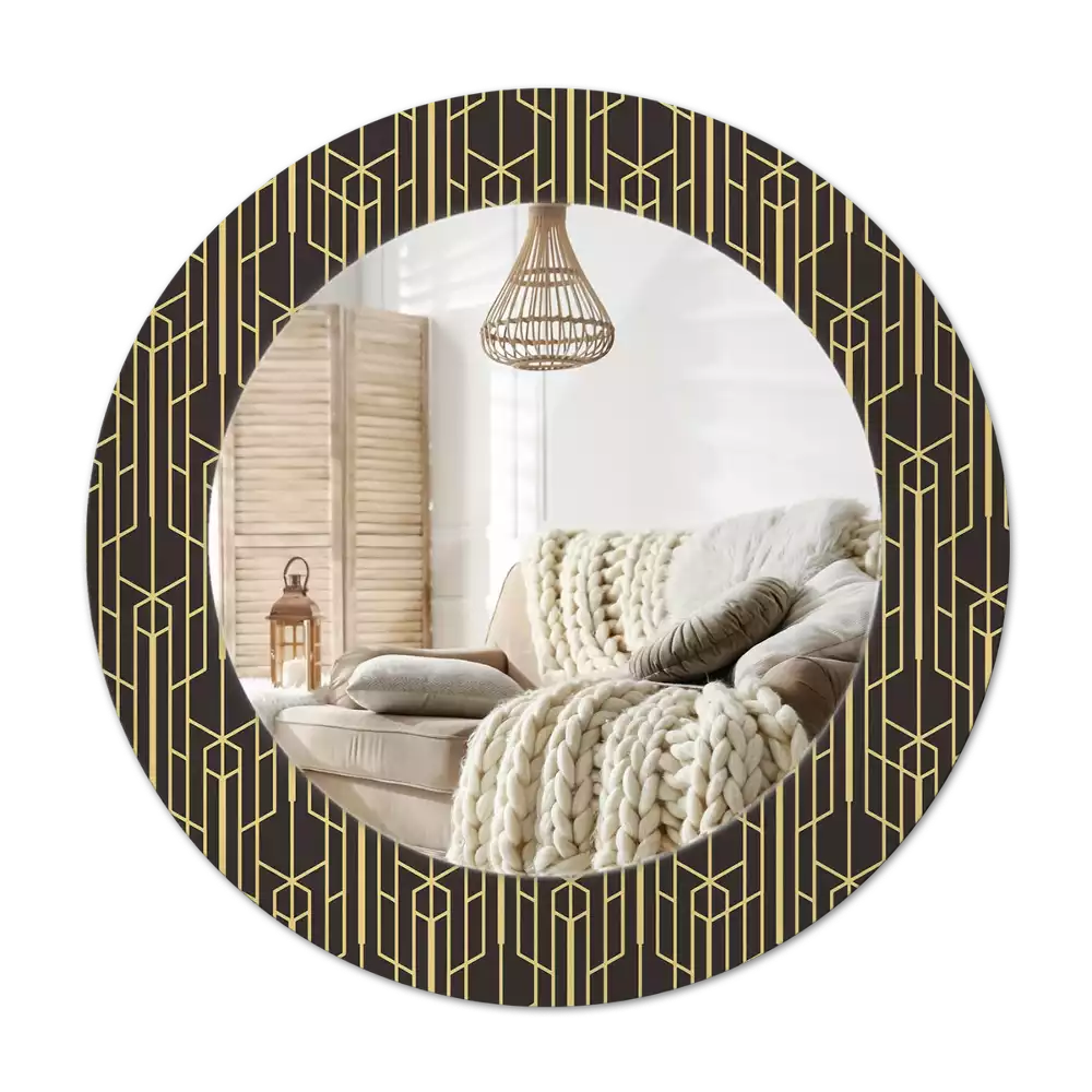Round printed mirror Vintage geometry