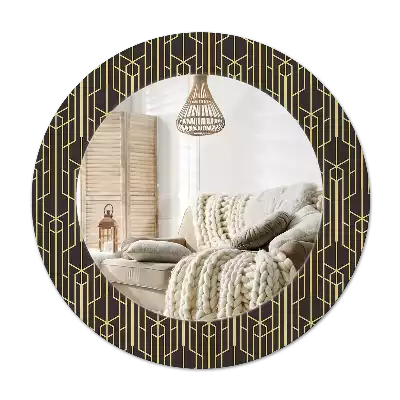 Round printed mirror Vintage geometry