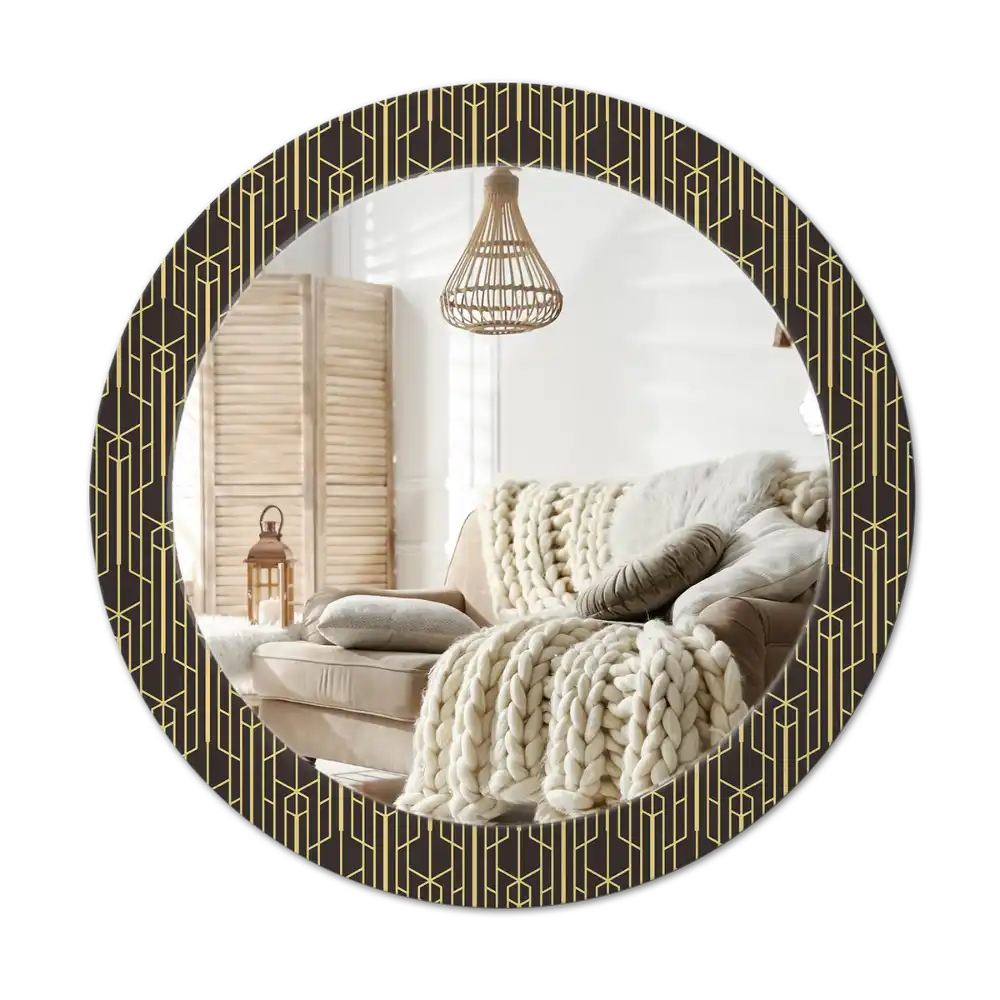 Round printed mirror Vintage geometry