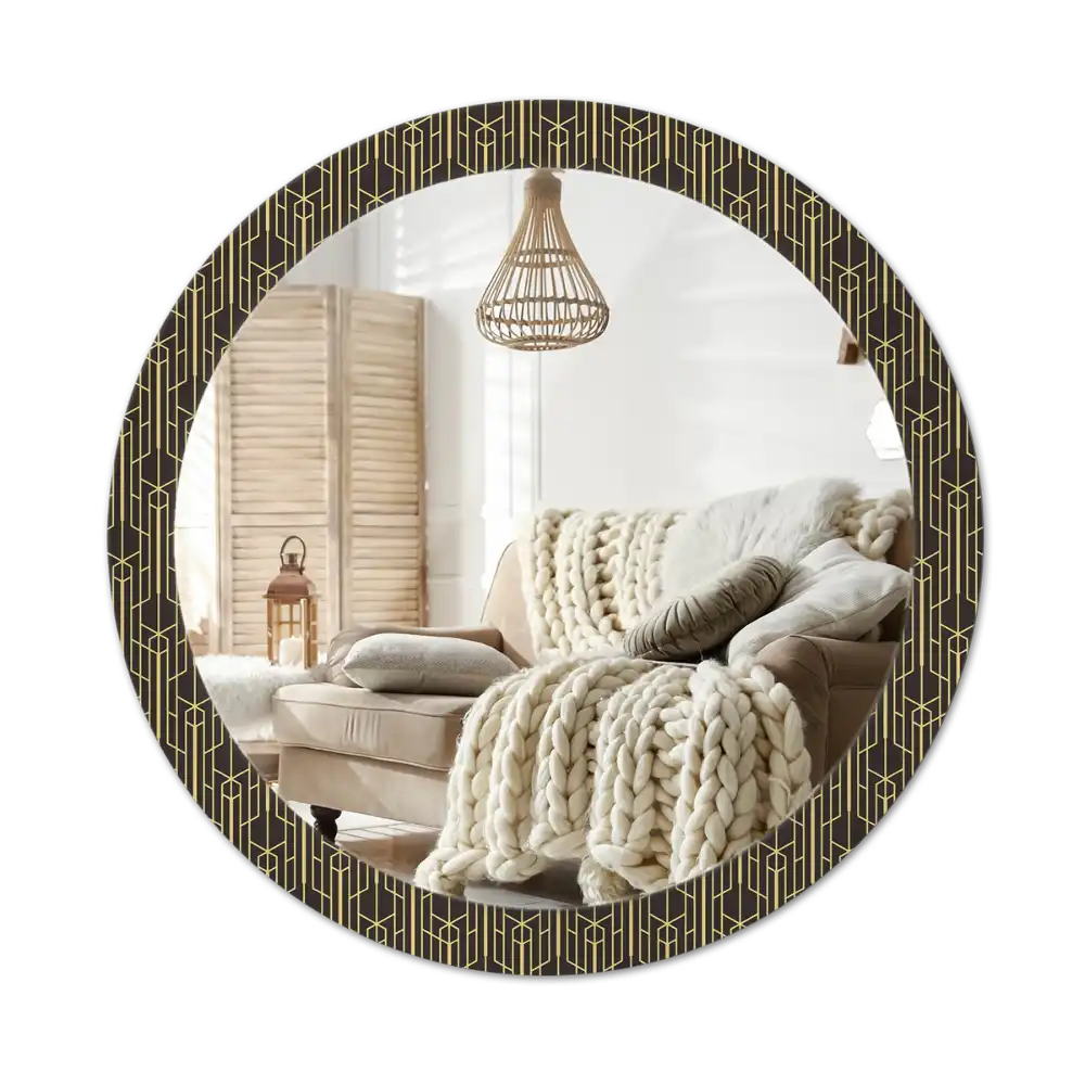 Round printed mirror Vintage geometry