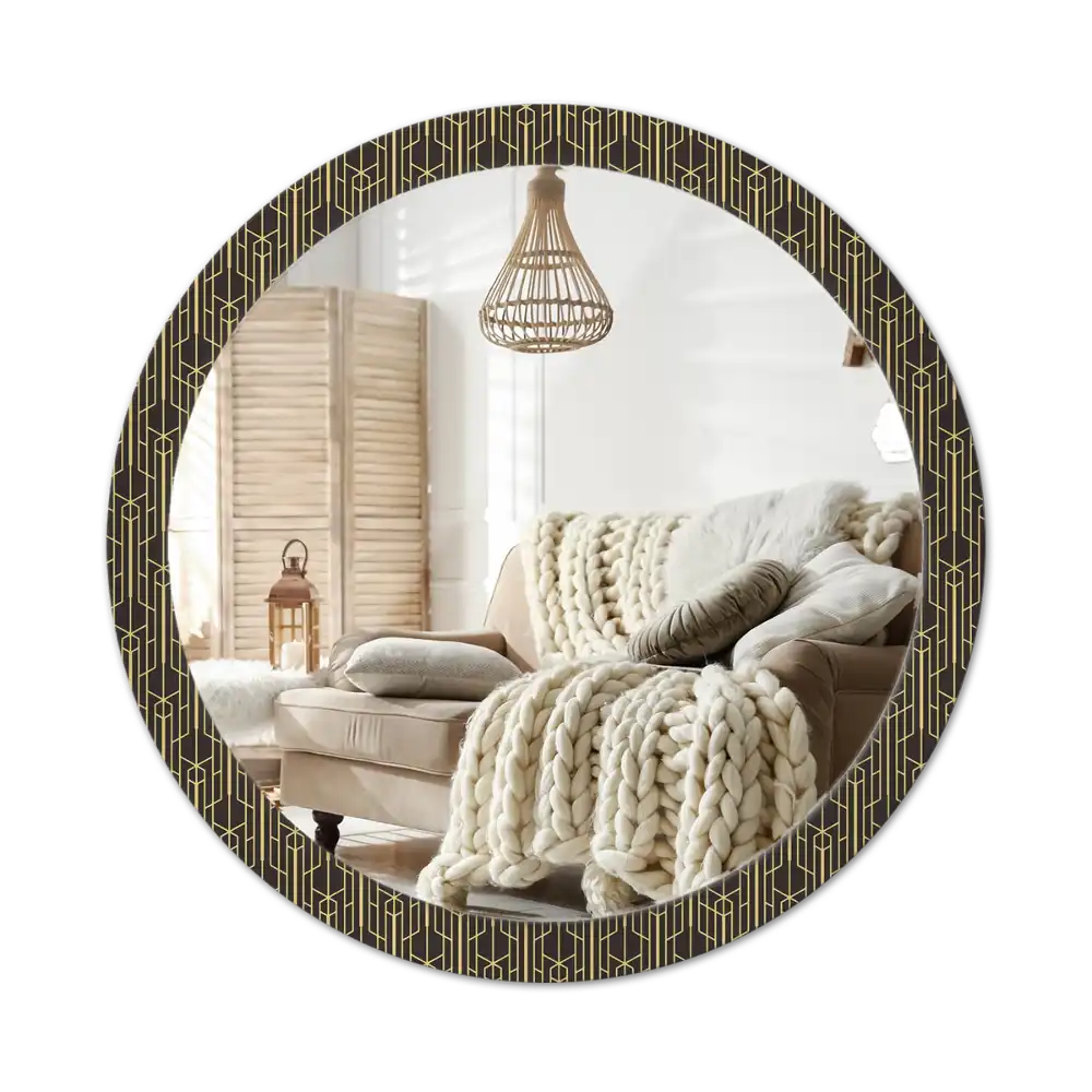 Round printed mirror Vintage geometry